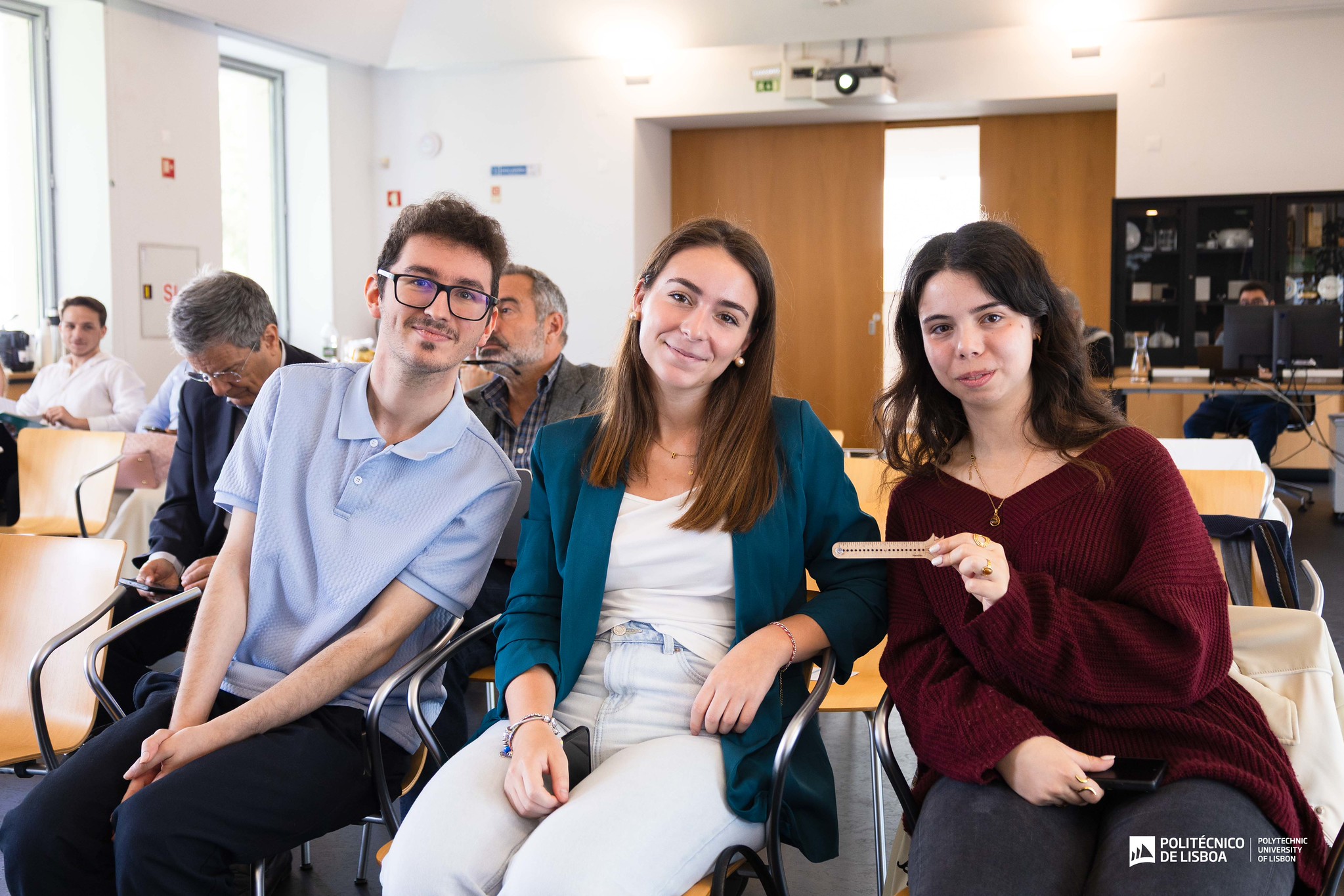 Rafael Filipe Lúcio Romão (ISEL), Marta Clemente Simões (ESCS) e Luciana Cristina Mota Gouveia (ESElx) - Fotografia da autoria do Politécnico de Lisboa