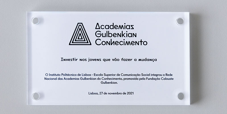 Placa Academias Gulbenkian do Conhecimento