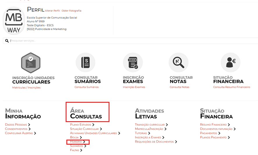 Consultar horário