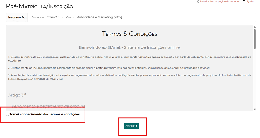 Termos e Condições
