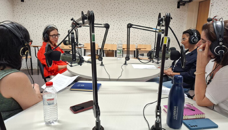 Gravação do podcast “SeguraMente – Trabalhar com Saúde e Segurança”, na ESCS - Fotografia da autoria do Serviço de Saúde Ocupacional da UPL