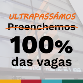 Fundo da ESCS, com o texto "Ultrapassámos 100% das vagas".