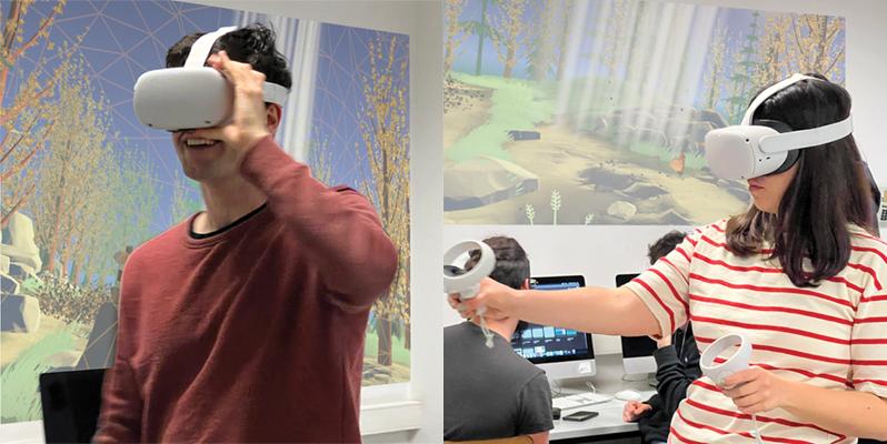 Os estudantes da ESCS a experimentar os óculos de realidade aumentada