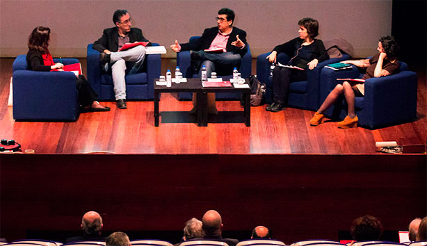 Da esq. para a dir.: Fernanda Bonacho, Ricardo Alexandre, Leonídeo Paulo Ferreira, Catarina Gomes e Raquel Abecasis.