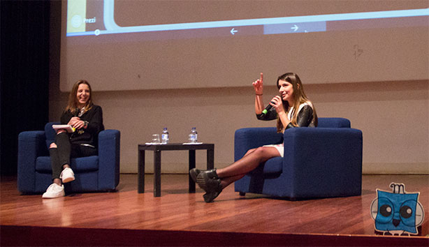 As oradoras da primeira palestra: Iryna Shev e Mariana Lima Cunha.